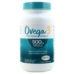 Ovega-3 Vegan Algae Omega-3 Daily Supplement, Supports Heart, Brain & Eye Health*, 500 mg Omega-3s, 135 mg EPA + 270 mg DHA, Fish Oil Alternative, No Fishy Aftertaste, Vegetarian Softgels 60 CT