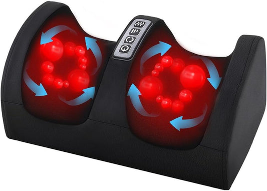 Foot and Calf Massager Machine with Heat,Shiatsu Foot Massagers with Massage Roller,Deep Tissue Massager for Plantar Fasciitis,Circulation and Pain Relief,Best Gifts for Mom & Dad(Black)