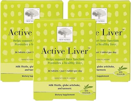 New Nordic Active Liver, Daily Liver Supplement, Milk Thistle, Artichoke & Turmeric, for Men and Women, 30 Count (Pack of 3)