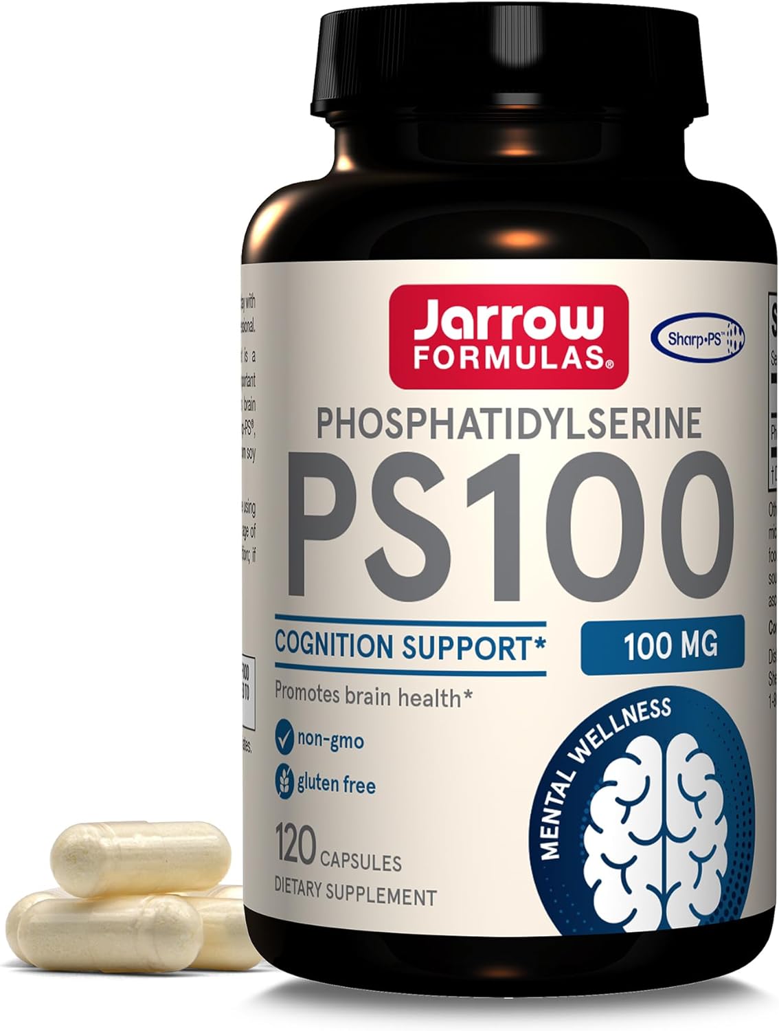 Jarrow Formulas® PS100 Phosphatidylserine, 100 mg, Dietary Supplement for Brain Health and Cognition Support, 120 Capsules, Up To a 120 Day Supply