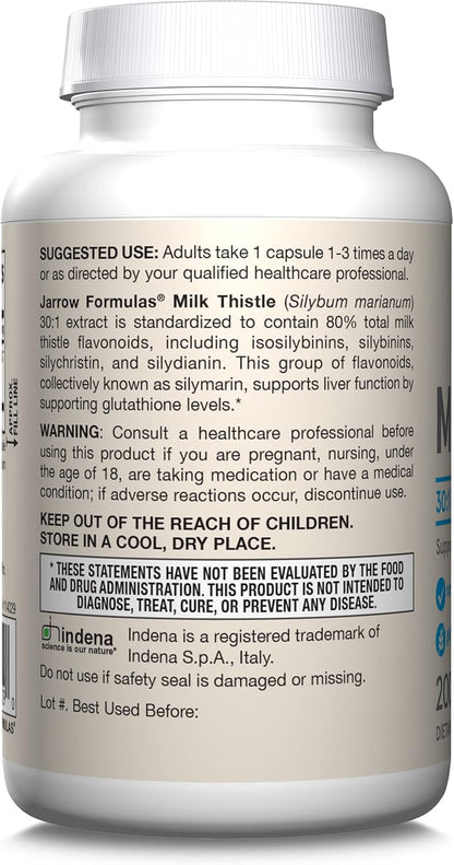 Jarrow Formulas Milk Thistle 150 mg - 200 Veggie Capsules - Antioxidant Supporting Immune Response, Liver Function & Glutathione - Up to 200 Servings