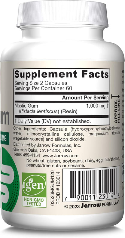 Jarrow Formulas Mastic Gum 1000 mg, Dietary Supplement for Gastrointestinal Health Support, 120 Veggie Capsules, 60 Day Supply