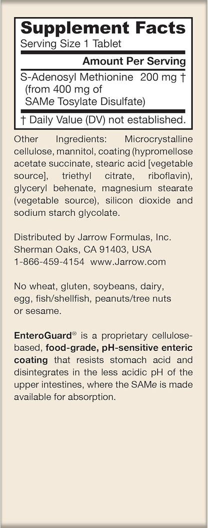 Jarrow Formulas Same 200 mg - 60 Tablets - Highest Concentration of Active S,S Form - Supports Joint Health, Liver Function, Brain Metabolism & Antioxidant Defense - 60 Servings