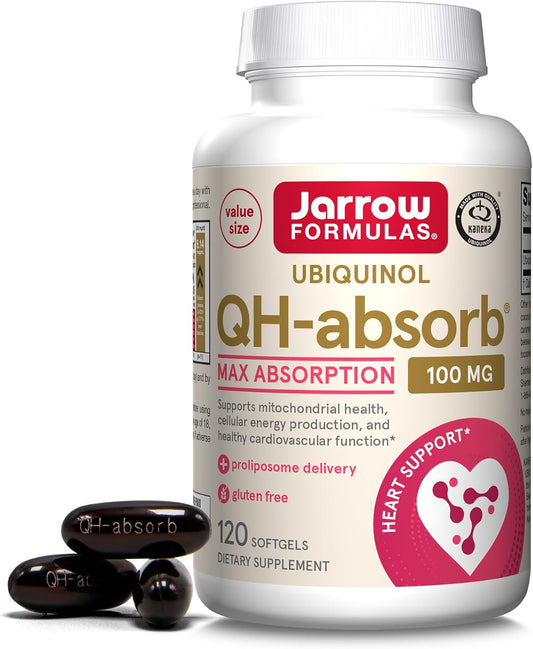 Jarrow Formulas® QH-Absorb®, 100 mg, Ubiquinol Dietary Supplement for Healthy Cardiovascular Function, 120 Softgels, 120 Day Supply