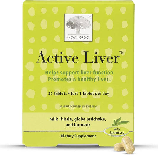 NEW NORDIC Active Liver, Daily Liver Supplement, Milk Thistle, Artichoke & Turmeric, for Men and Women, 30 Count (Pack of 1)