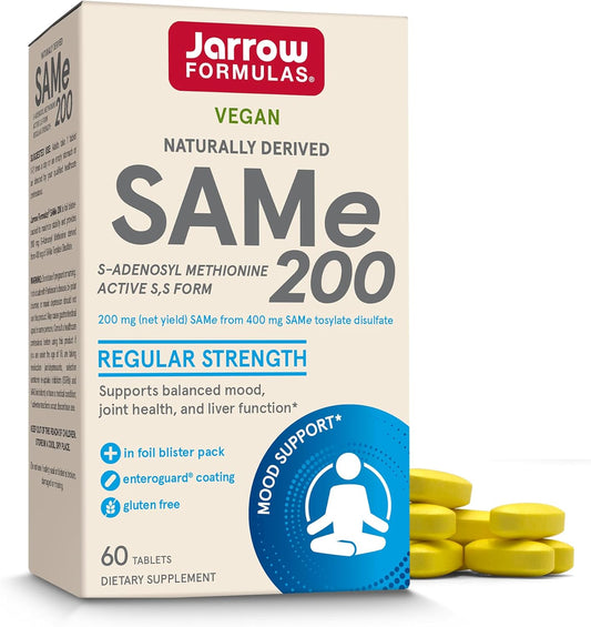 Jarrow Formulas Same 200 mg - 60 Tablets - Highest Concentration of Active S,S Form - Supports Joint Health, Liver Function, Brain Metabolism & Antioxidant Defense - 60 Servings