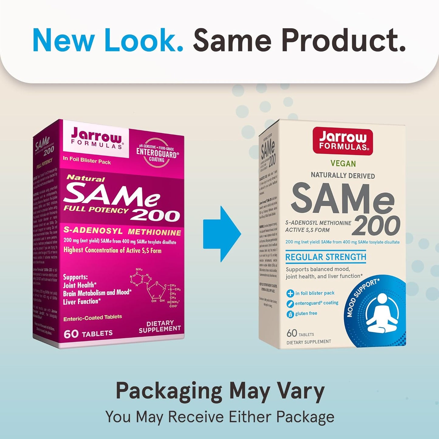 Jarrow Formulas Same 200 mg - 60 Tablets - Highest Concentration of Active S,S Form - Supports Joint Health, Liver Function, Brain Metabolism & Antioxidant Defense - 60 Servings