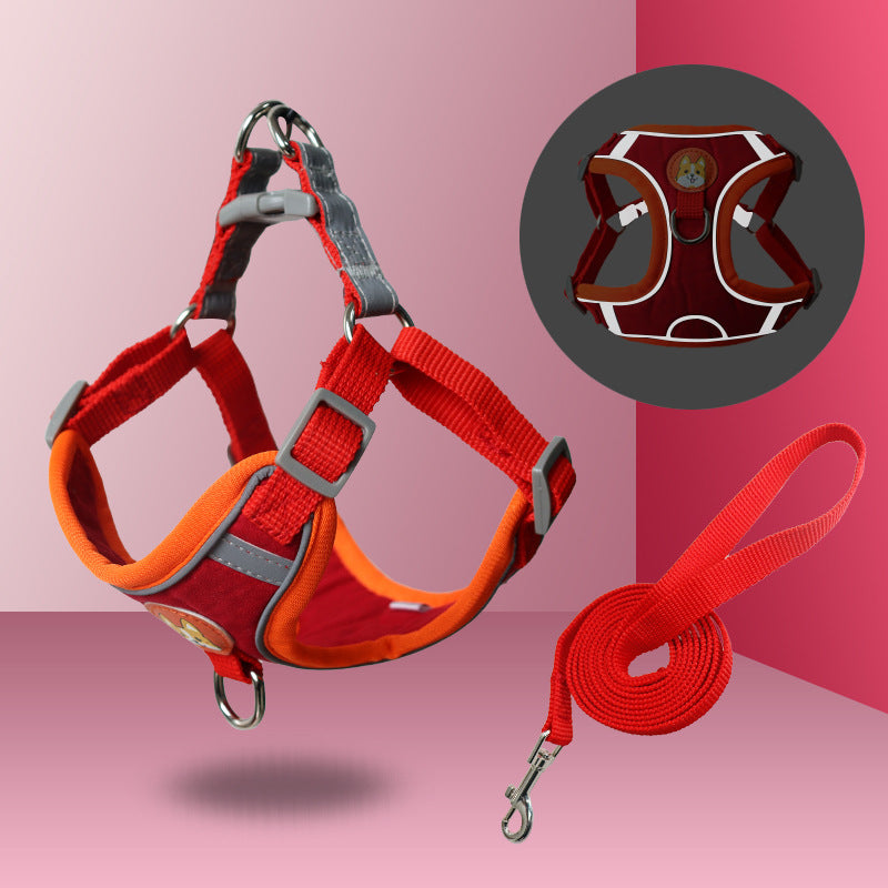 Pet Traction Chest Strap Deerskin Velvet Reflective Explosion-proof Dog Out Traction Chest Strap Factory Direct Wholesale