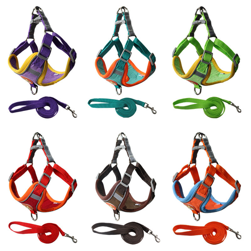 Pet Traction Chest Strap Deerskin Velvet Reflective Explosion-proof Dog Out Traction Chest Strap Factory Direct Wholesale