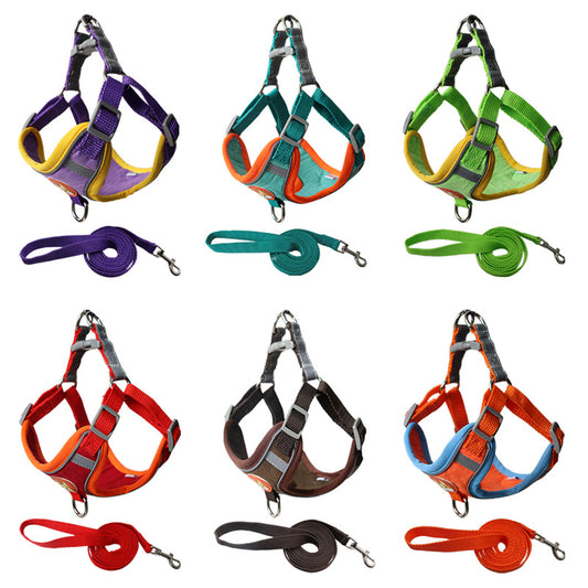 Pet Traction Chest Strap Deerskin Velvet Reflective Explosion-proof Dog Out Traction Chest Strap Factory Direct Wholesale