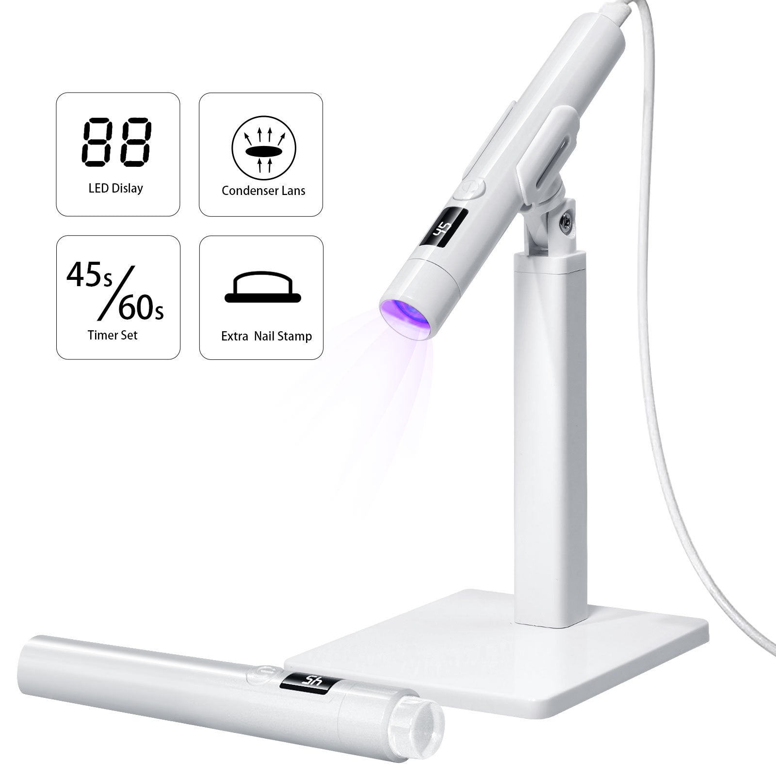 New Hand-held Portable Nail Art One-word Lamp Holder 360-degree Rotating Multi-functional Holder For Wearing Nail Plate Baking Lamp